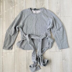 Modern Citizen Grey Tie Waist Sweatshirt Long Sleeve Pullover Top